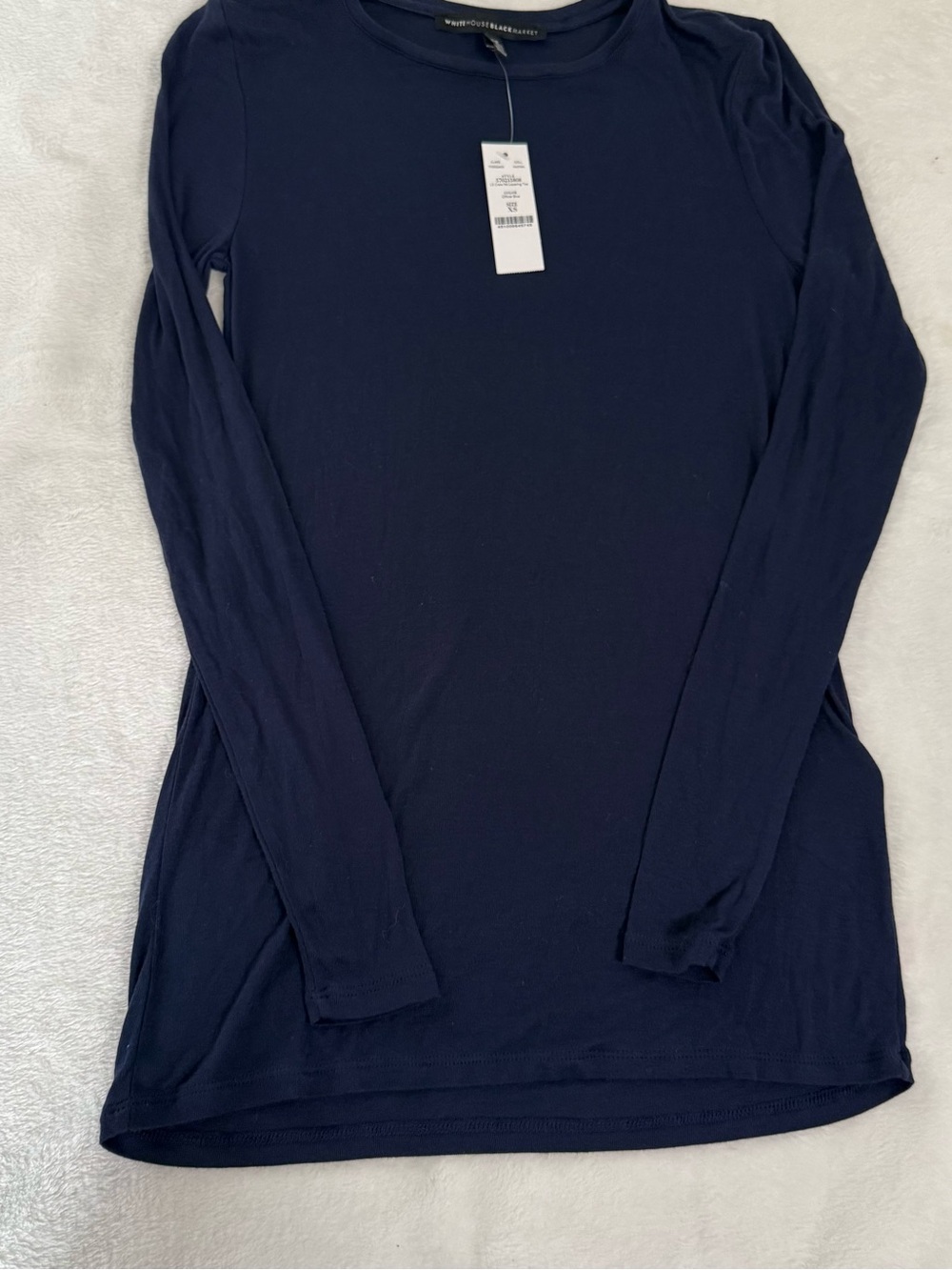White House Black Market XS Officer Blue Long Sleeve Layering Tee Tunic NWT